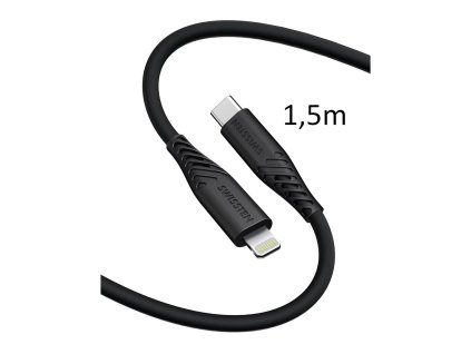 SWISSTEN kabel USB-C Lightning silikonový 1,5m 3A 60W černá