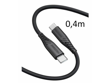 SWISSTEN kabel USB-C USB-C silikonový 0,4m 3A 60W černá
