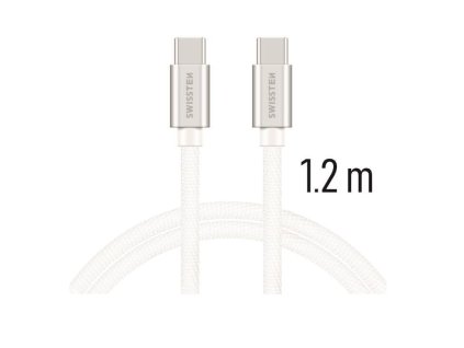 SWISSTEN kabel USB-C USB-C textilní 1,2m 3A stříbrná