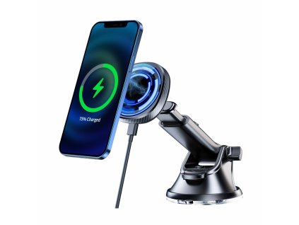 SWISSTEN MagSafe magnetický držák s bezdrátovým nabíjením 15W do auta s přísavkou