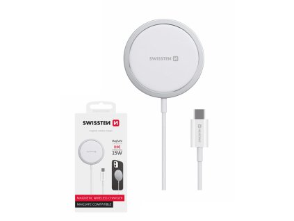 SWISSTEN MagStick nabíječka bezdrátová pro iPhone kompatibilní s MagSafe 15W bílá