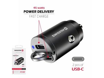 SWISSTEN nabíječ 2x USB-C POWER DELIVERY NANO 12V/45W černá