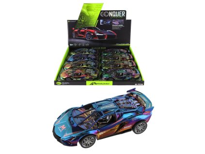 Teddies auto sportovní plast 18cm barva chameleon na setrvačník se světlem a zvukem