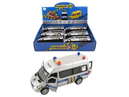 Teddies auto záchranáři policie 15cm na baterie se světlem a zvukem na zpětné natažení