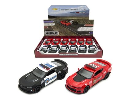 Teddies Kinsmart auto Chevrolet Camaro policie hasiči 12cm kov na zpětné natažení