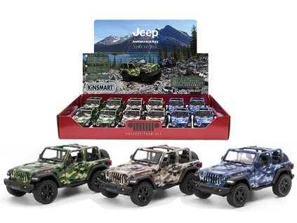 Teddies Kinsmart auto Jeep Wrangler Camo 12,5cm kov na zpětné natažení