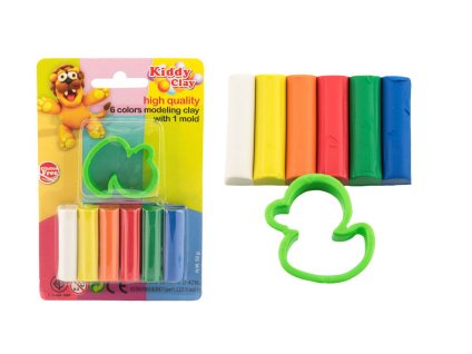 Teddies modelína-plastelína Kiddy Clay 50g 6ks s vykrajovátkem