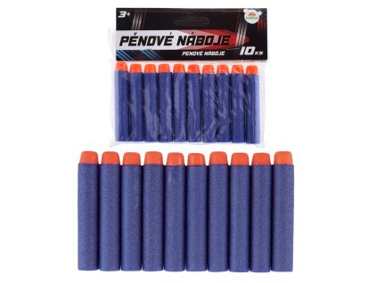 Teddies pěnové náboje modré 10ks 1x7cm do pistole Shooting Gun