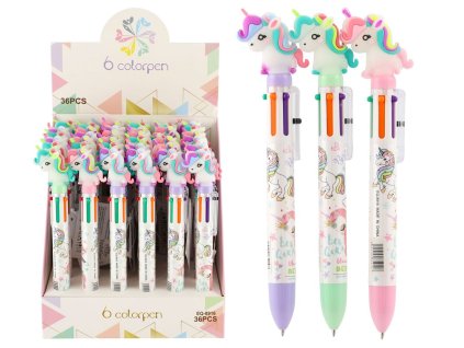 Teddies propiska jednorožec šesti barevná plast 17cm