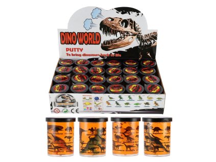 Teddies sliz - hmota Dino World Putty 80g dinosaurus 6cm v kelímku 6x5cm