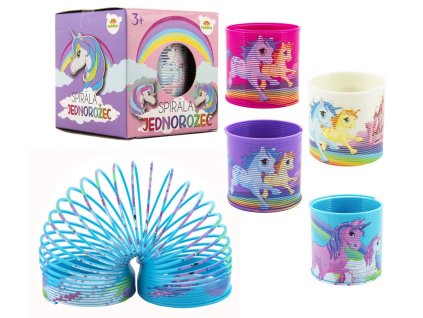 Teddies spirála pružina jednorožec plast průměr 6,5cm