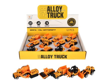 Teddies stavební auto - stroj Alloy Truck kov-plast 7,5cm na volný chod