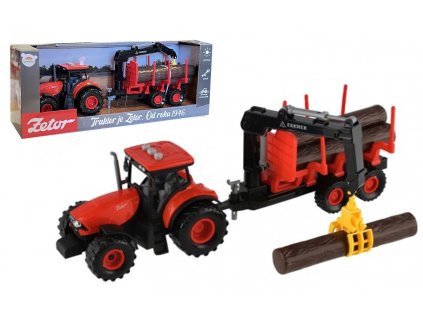 Teddies traktor ZETOR s vlekem a ramenem plast na setrvačník se zvukem a světlem 36cm