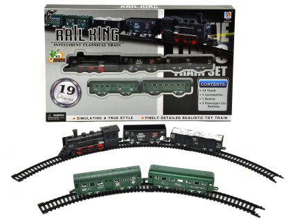 Teddies vlak s kolejemi plast Rail King 19ks na baterie se světlem
