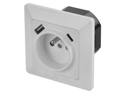 Zásuvka s USB A+USB C., bílá