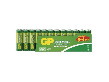 Zinková baterie GP Greencell AA (R6), 8+4 ks