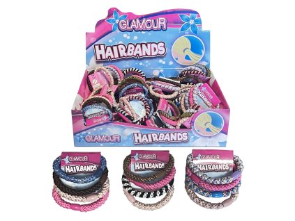 Mikro gumička do vlasů Glamour Hairbands textilní sada 4ks různé barvy