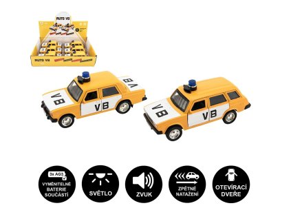 Teddies auto VB kov-plast 12cm na zpětný chod se světlem a zvukem