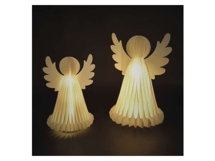 Vánoční papírový andělé se stojánkem, 2 ks, 28/38 cm, vnitřní