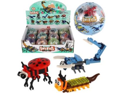 Teddies stavebnice brouk plast 6cm mix druhů v kouli