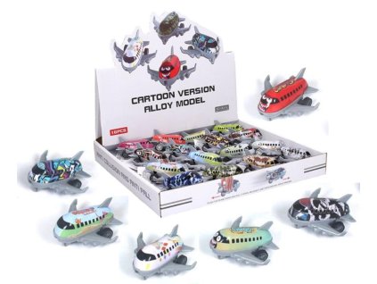 Teddies WIKI letadlo Cartoon Version kov-plast 7,5cm na zpětné natažení