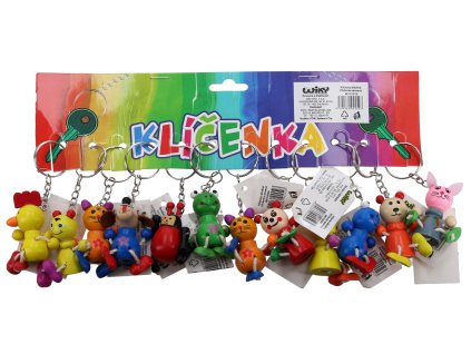Teddies přívěšek na klíče / klíčenka dřevěné zvířátko 5cm
