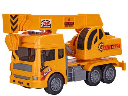 Mikro Wantai Kids auto jeřáb Friction Power plast 28cm se světlem a zvukem na setrvačník