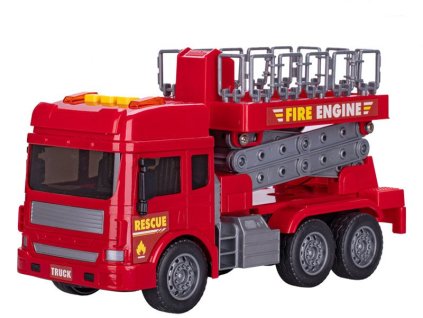 Mikro Wantai Kids auto hasiči plošina Friction Power plast 28cm se světlem a zvukem na setrvačník