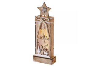 EMOS DCWW13 3 LED dřevěná dekorace - zimní krajina, 34 cm, 2x AA, teplá bílá, časovač