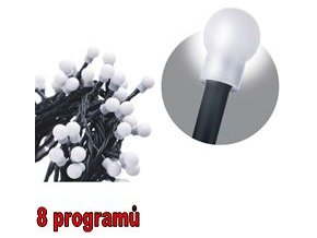 EMOS-ZY2027 80LED 8m vánoční řetěz kuličky, studená 8 programů