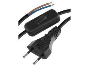 Flexo šňůra PVC 2× 0,75mm2 s vypínačem, 2m, černá