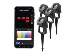 GoSmart venkovní LED bodové světlo, startovací sada, 4 díly, 7 W, RGBIC stmívatelné, WiFi