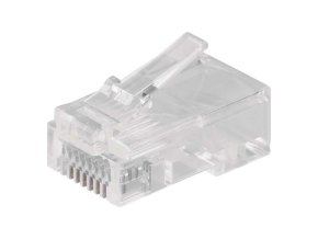 Konektor pro UTP kabel (drát), průhledný