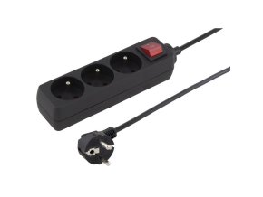 Konnoc DX-3FS 1,5m trojzásuvka s vypínačem ČERNÁ