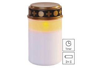 EMOS DCCV21 LED hřbitovní svíčka bílá 2xC IP44 časovač