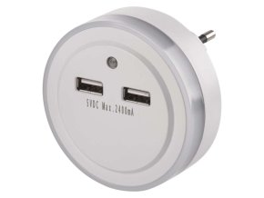 LED noční světlo P3313 do zásuvky s 2× USB