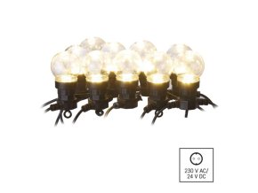 LED světelný řetěz – 10x párty žárovky čiré, 5 m, venkovní i vnitřní, teplá bílá
