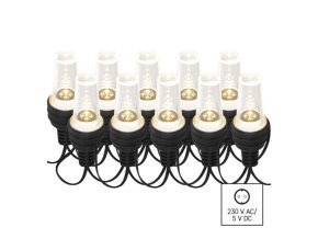 LED světelný řetěz – 10x párty žárovky, 4,5 m, venkovní i vnitřní, studená bílá