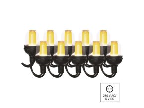 LED světelný řetěz – 10x párty žárovky, 4,5 m, venkovní i vnitřní, vintage
