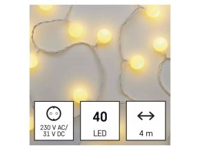 EMOS D5AW01 40LED 4m světelný řetěz kuličky časovač teplá bílá (ZY2021)