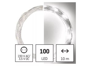 EMOS D3AC01 100LED vánoční řetěz měděný nano, studená bílá, časovač (ZY1427T)