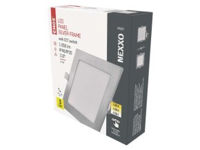 LED vestavné svítidlo NEXXO, čtvercové, stříbrné, 12,5W, se změnou CCT