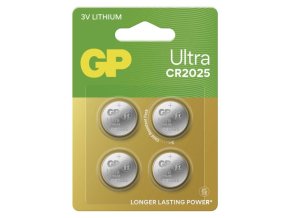 Lithiová knoflíková baterie GP Ultra CR2025, 4 ks