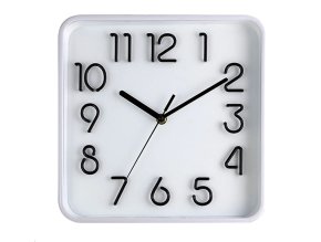 MAT hodiny nástěnné 25,3x25,3cm 3D ciferník sklo plast bílé (615022)