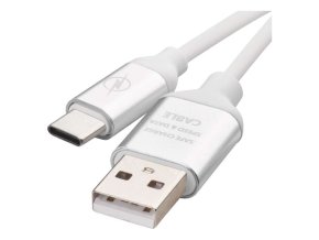 Nabíjecí a datový kabel USB-A 2.0 / USB-C 2.0, 1 m, bílý