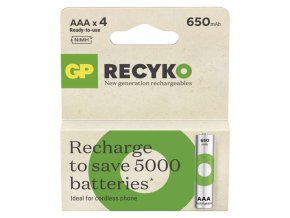 Nabíjecí baterie GP ReCyko 650 mAh AAA (HR03), 4 ks