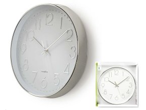 Nedis CLWA015PC30SR nástěnné hodiny ø 30cm bíla/stříbrná