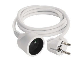 Prodlužovací kabel 1,5 m / 1 zásuvka / bílý / PVC / 1 mm2