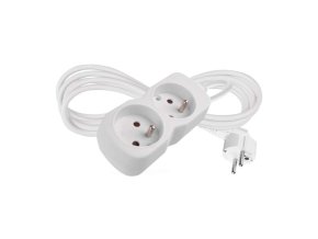 Prodlužovací kabel 2 m / 2 zásuvka / bílý / PVC / 1 mm2