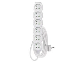 Prodlužovací kabel 2 m / 6 zásuvek / bílý / PVC / 1 mm2